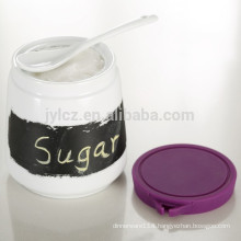 chalk board ceramic canister with spoon and silicone lid